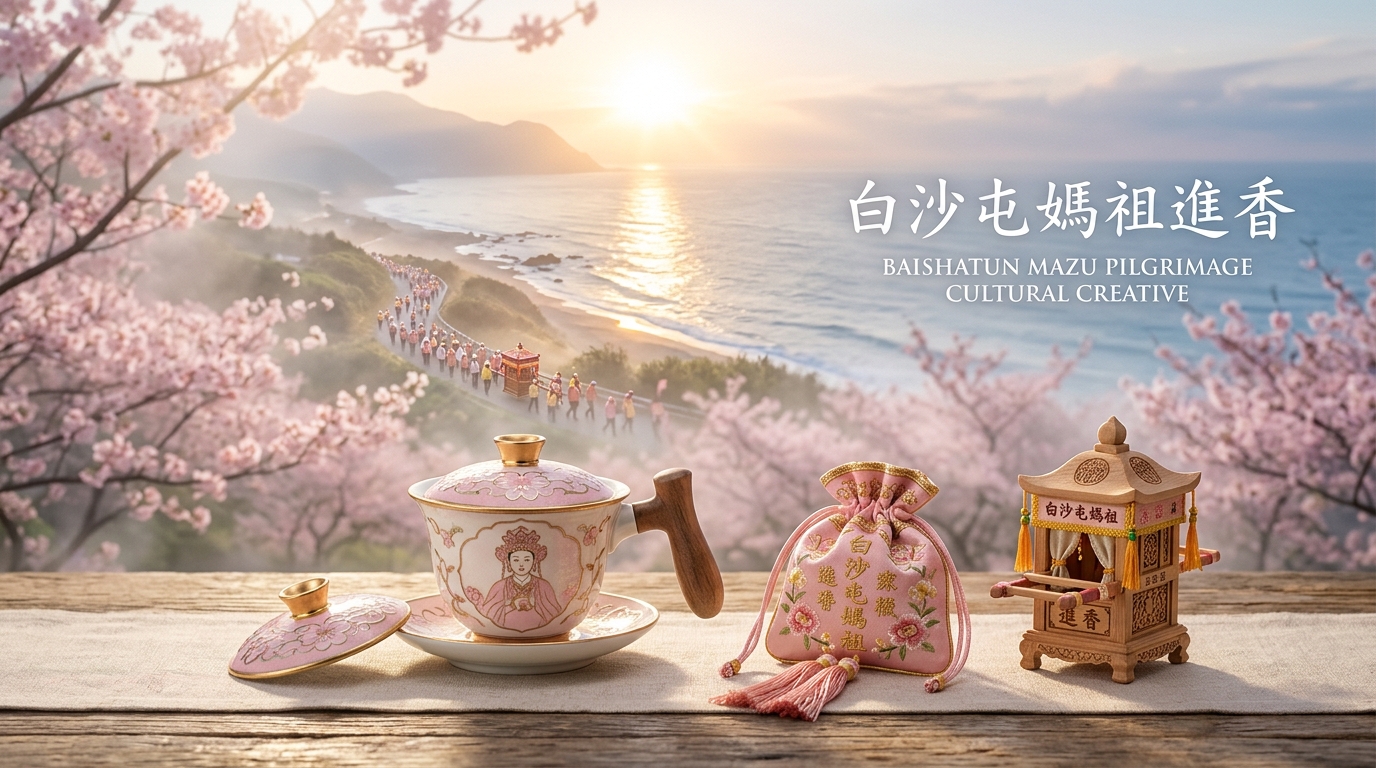 白沙屯媽祖掐絲琺瑯紀念陶瓷杯組